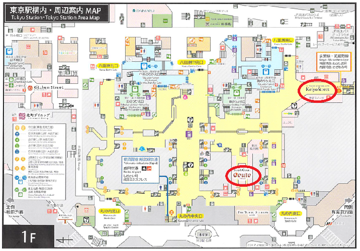駅ナカ1Fの地図